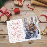 Cartão De Festividades Uma Foto Muito Feliz De Natal<br><div class="desc">Letra original à mão por Becky Nimoy com flocos de neve escarnecidos e brilhantes,  cor de fundo personalizada; também disponível em folha real</div>