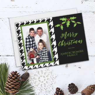 Cartão De Festividades Uma Foto Preto e Branco Houndstooth