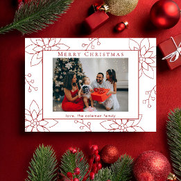 Cartão De Festividades Uma Foto Simples de Poinsettia Vermelha Moderna