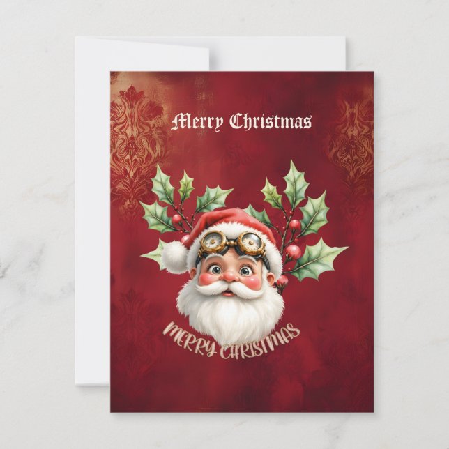 Cartão De Festividades Uma galinha-branca Santa Claus (Frente)