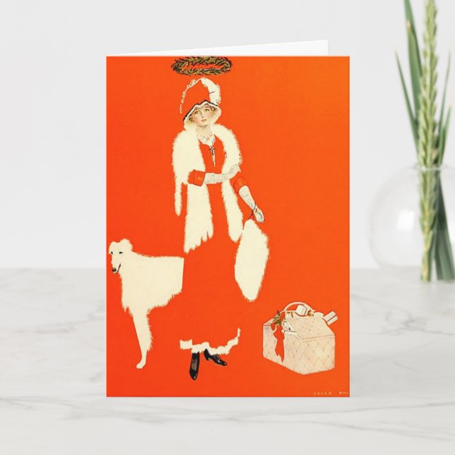 Cartão De Festividades Uma ilustração 1911 do Xmas de Coles Phillips (Frente)