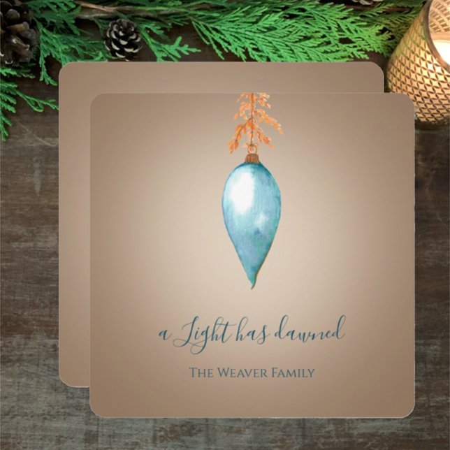 Cartão De Festividades Uma Luz Acendeu | Natal Personalizado para Aquarel (Personalize this unique hand painted watercolor Christian Christmas card. A light has dawned.
)