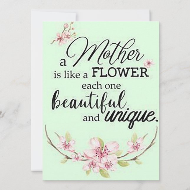 Cartão De Festividades Uma mãe é como uma flor... (Frente)