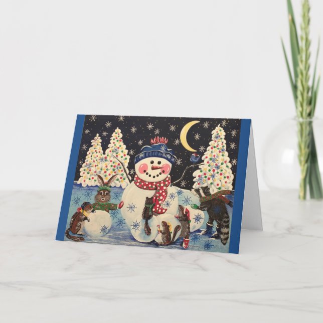 Cartão De Festividades "Uma Noite Mágica na Neve" (Frente)