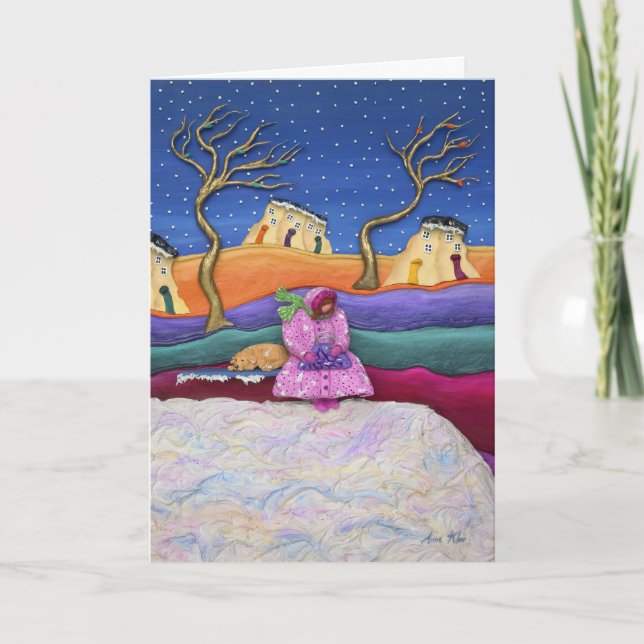 Cartão De Festividades Uma Noite Neve - Vertical (Frente)