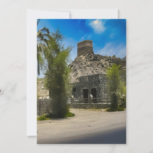 Cartão De Festividades Uma paisagem histórica da Mesquita Al Bidya nos Em (Frente)