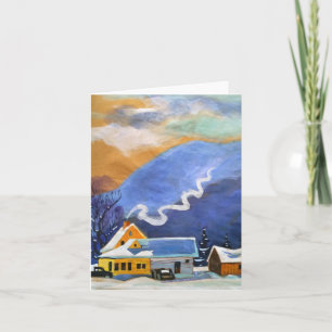 Cartão De Festividades Uma pequena Fazenda gelada