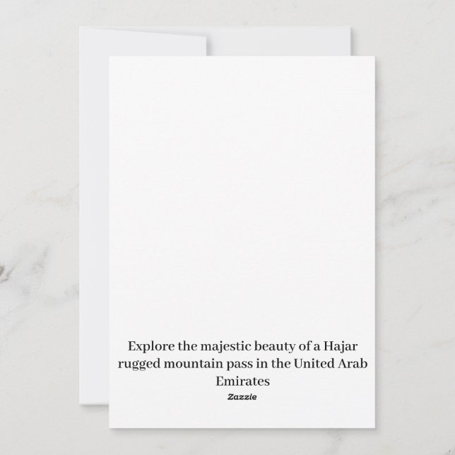 Cartão De Festividades Uma robusta passagem de montanha nos EAU. (Verso)