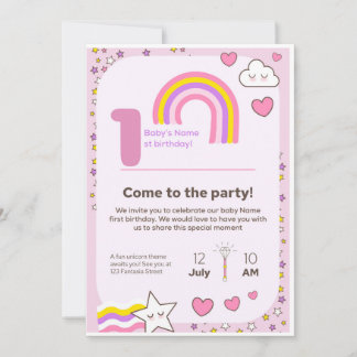 Cartão De Festividades unicorn Birthday Invitation 