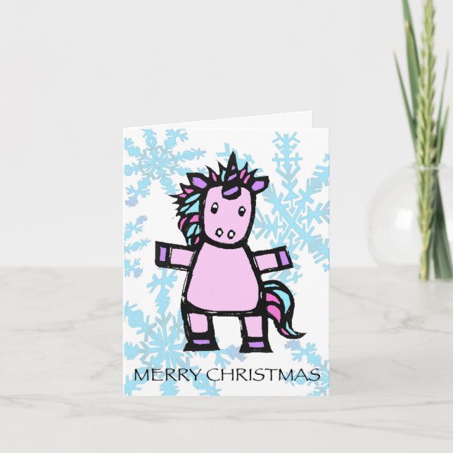 Cartão De Festividades Unicorn Holiday Card (Frente)