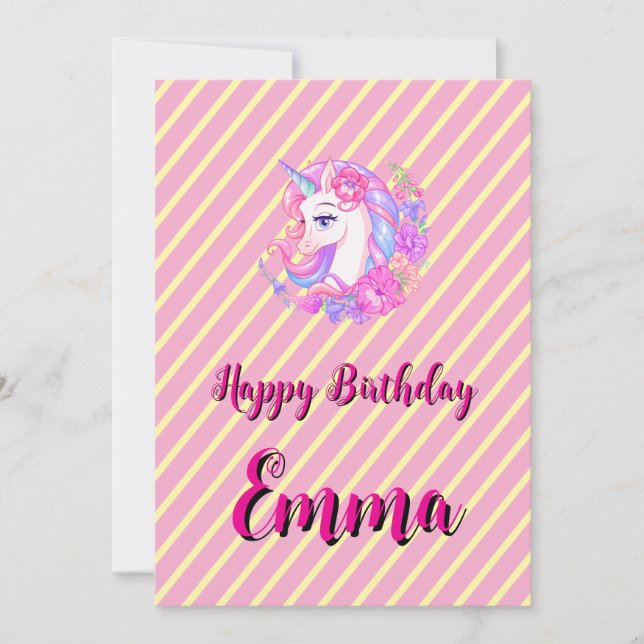 Cartão De Festividades unicorn & personalize your name (Frente)