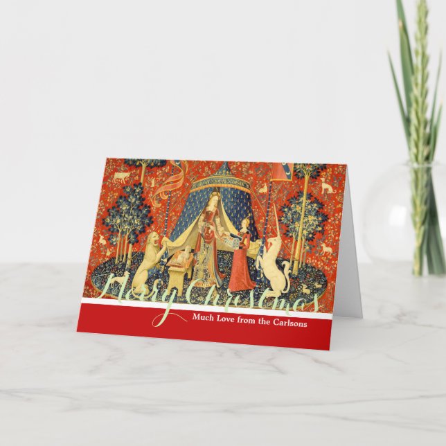 Cartão De Festividades Unicorn Tapestries Lady Legend Medieval (Frente)