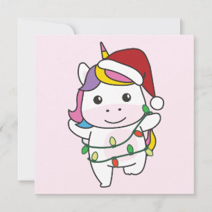 Cartão De Festividades Unicórnio Natal Animais de inverno Férias Unicórni