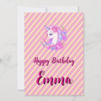 Cartão De Festividades unicórnio & personalize seu nome