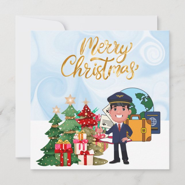Cartão De Festividades Uniforme do Piloto com o tema de Natal (Frente)