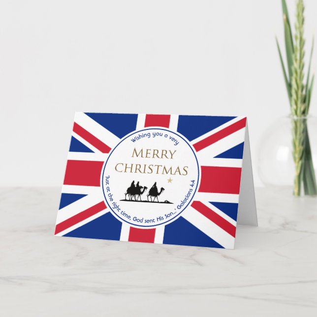 Cartão De Festividades Union JACK UK Three Wise Men Scripting CHRISTMAS (Frente)