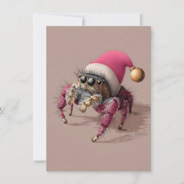 Cartão De Festividades Unique and Unusual Christmas Cards jumping spider (Frente)