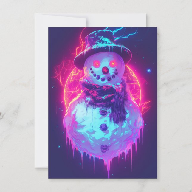 Cartão De Festividades Unique Christmas Cards Cyberpunk Neon (Frente)