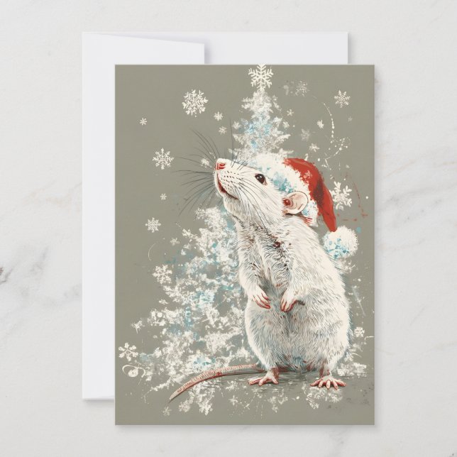 Cartão De Festividades Unique Cute Rat Christmas Cards (Frente)