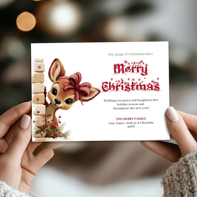 Cartão De Festividades Unique Funny Reindeer Cute Cartoon Greeting Card (Unique Funny Reindeer Cute Cartoon Greeting Card

)