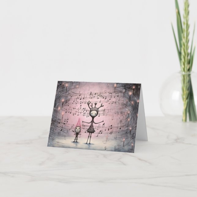 Cartão De Festividades Unique Hand Drawn Christmas Cards (Frente)