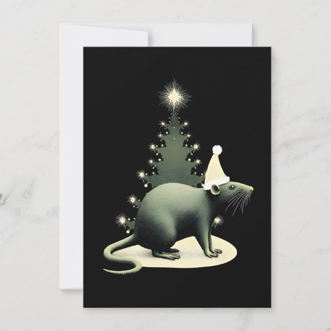 Cartão De Festividades Unique Rat Christmas Cards (Frente)