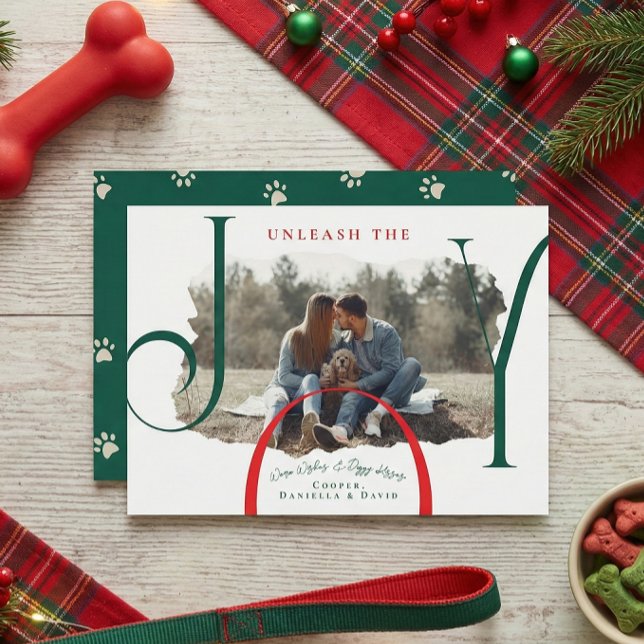 Cartão De Festividades Unleash the Joy | Pet Photo Christmas Card (Festive Pet Photo Christmas Card)