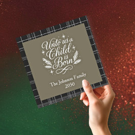 Cartão De Festividades Unto Us A Child Is Born Square Photo Christmas