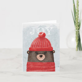 Cartão De Festividades Urso bonitinho de aquarela. Floresta de Natal