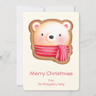Cartão De Festividades Urso Bonito num Desenho de Cookie de inverno