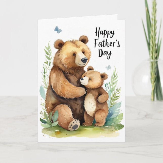 Cartão De Festividades Urso-Cubo e Dia de os pais-Cubo Adoráveis (Frente)