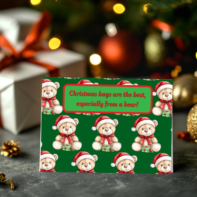 Cartão De Festividades Urso de Natal Adorável (Criador carregado)