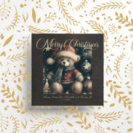Cartão De Festividades Urso de Natal Couro Sintético Feliz Natal