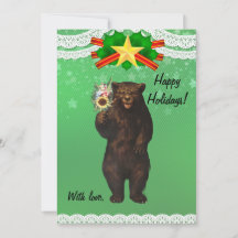 Urso de Natal moderno e engraçado personalizado co