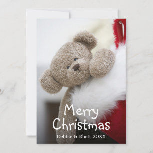 Cartão De Festividades Urso de pelúcia em meia de Natal