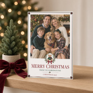 Cartão De Festividades Urso de Tartã com Foto Personalizada da Família