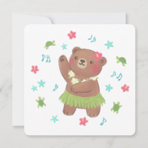 Cartão De Festividades Urso de Teddy na Ilustração do Havaí
