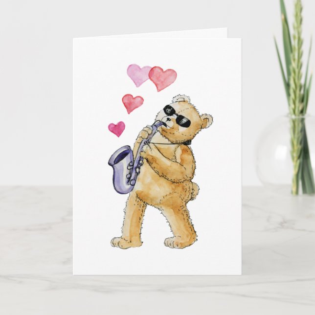 Cartão De Festividades Urso dos azuis (Frente)