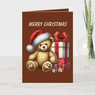 Cartão De Festividades Urso festivo de Natal adicionar mensagem