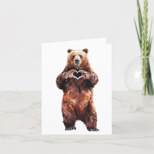 Cartão De Festividades Urso Grizzly ama coração com garras