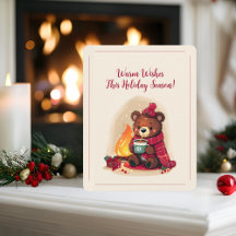 Urso Inverno Cozy com Lareira de Natal