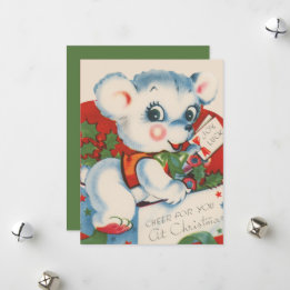 Cartão De Festividades urso natal vintage