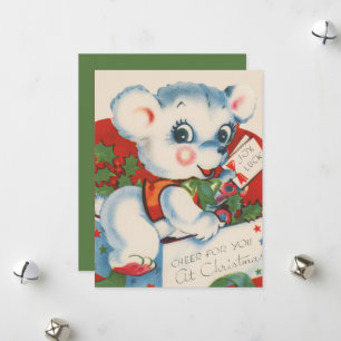 Cartão De Festividades urso natal vintage
