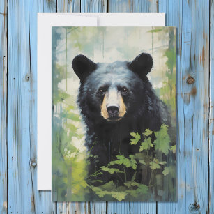 Cartão De Festividades Urso Negro no Retrato Florestal