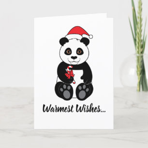 Cartão De Festividades Urso Panda Comendo uma Cana de Açúcar no Natal