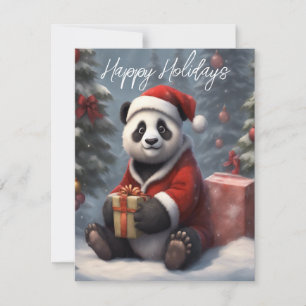 Cartão De Festividades Urso Panda do Papai Noel