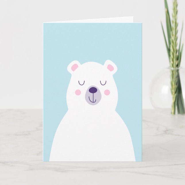 Cartão De Festividades Urso polar branco gráfico fofo natal (Frente)