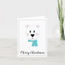 Cartão De Festividades Urso Polar com Cachecol Azul-Verde