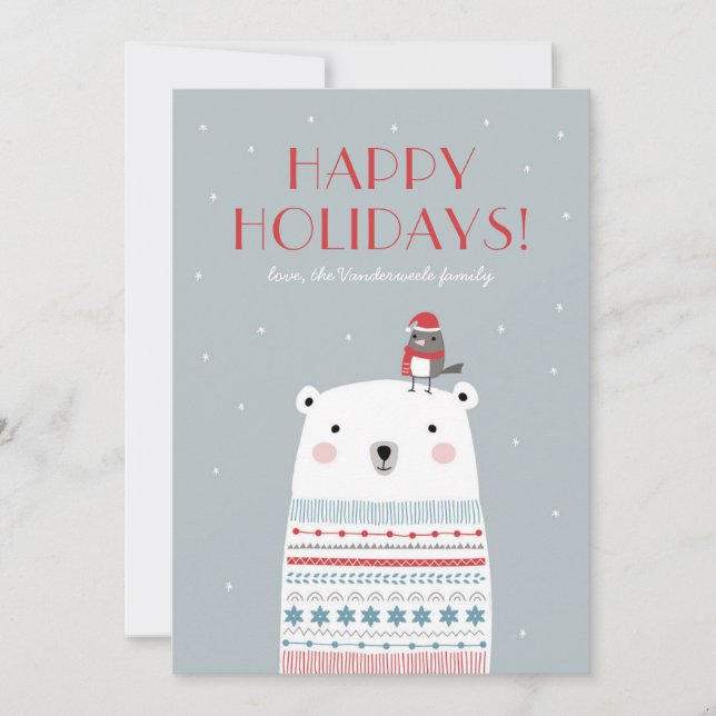 Cartão De Festividades Urso Polar Deseja (Frente)