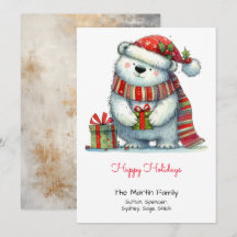 Urso Polar Fofo Caprichoso de Chapéu de Papai Noel